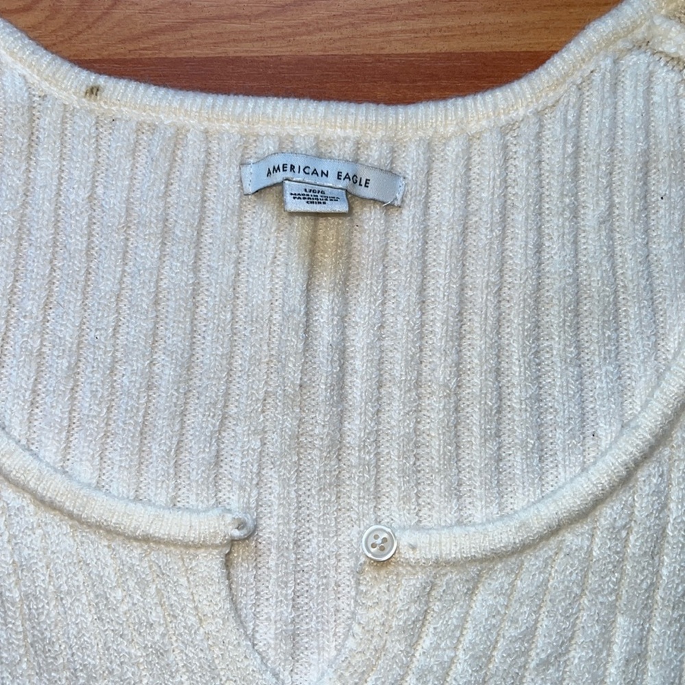 Large AE cropped button front sweater